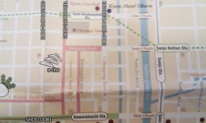 Map to a-cho arcade in Kyoto